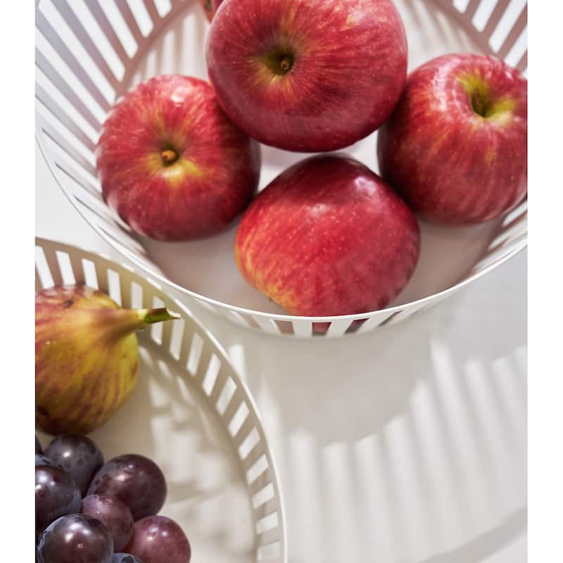 Yamazaki Home Fruit Basket - Two Sizes, Steel, Tall - L 8.46 x W 8.46 x H 3.94 inches