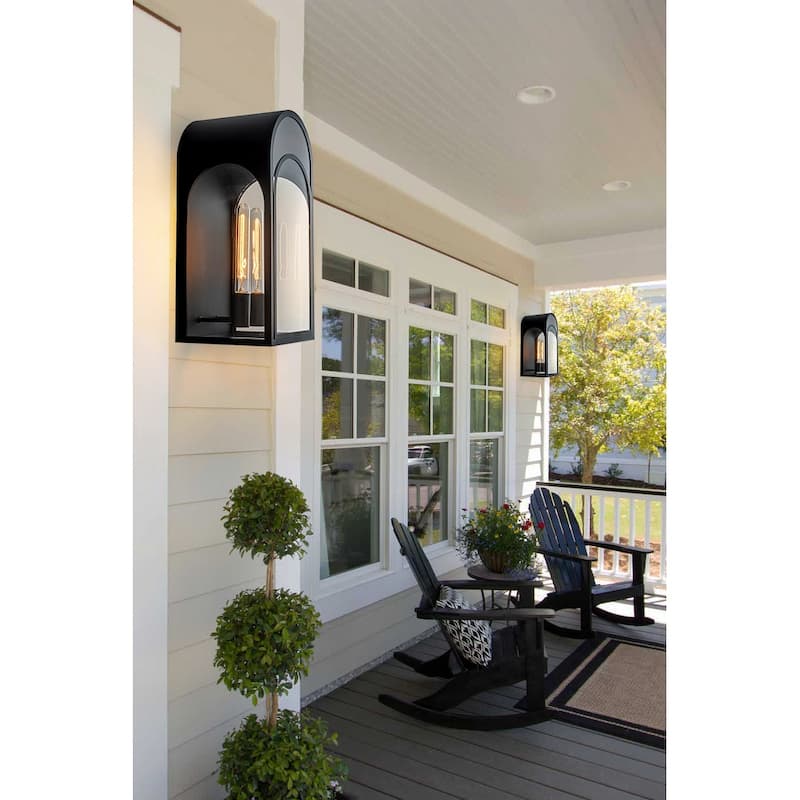 20 inch Large Outdoor Wall Lantern with Clear Glass - Black