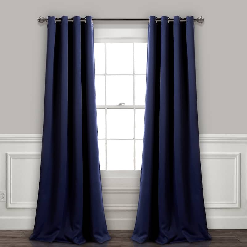 Lush Decor Insulated Grommet Blackout Curtain Panel Pair - 52"W x 108"L - Navy