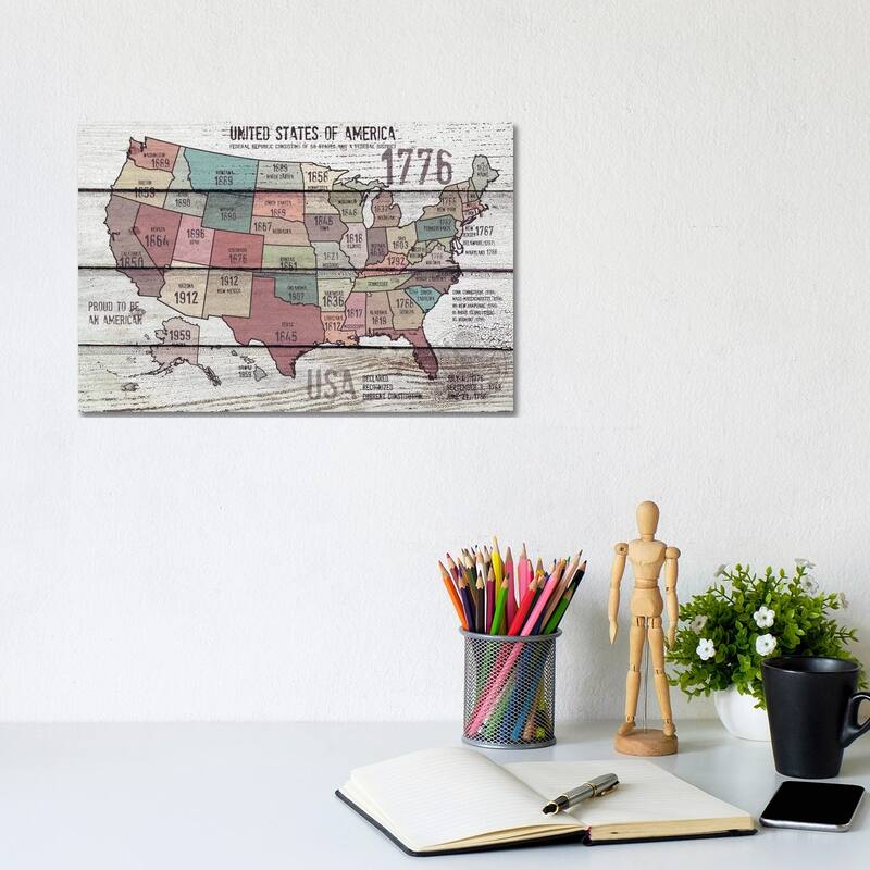 iCanvas "The United States Of America Map III" by Irena Orlov Canvas Print - 8x12x0.75