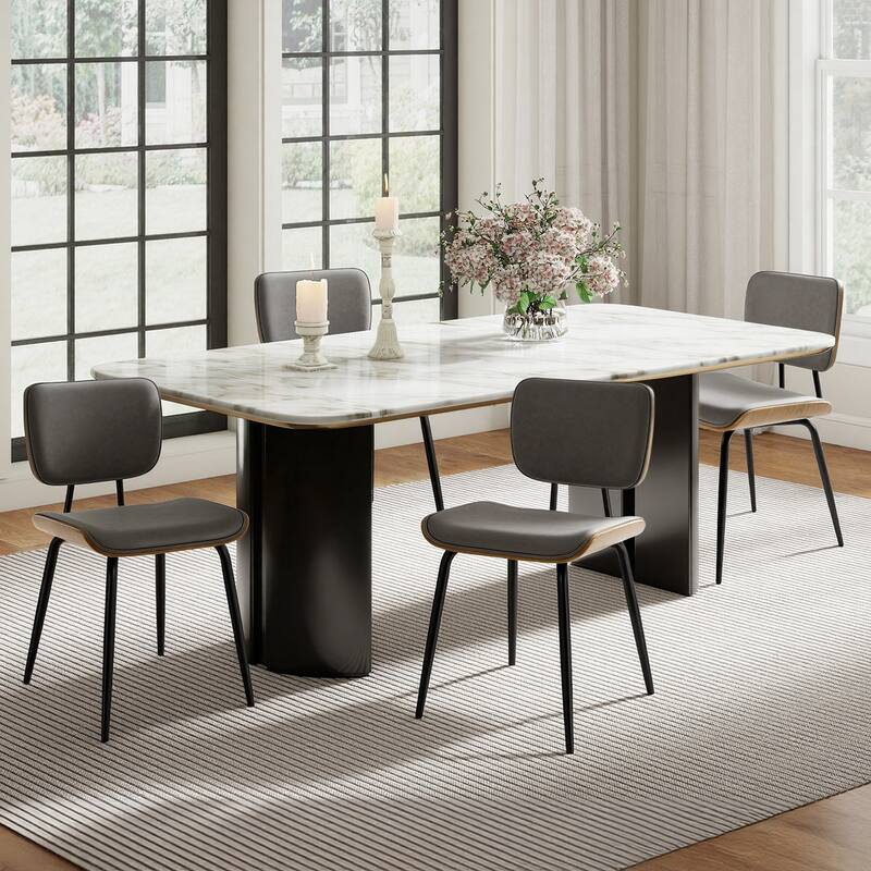 Faux Leather Upholstered Dining Chairs Set of 2/4 - 33.5"H x 19.3"W x 23"D