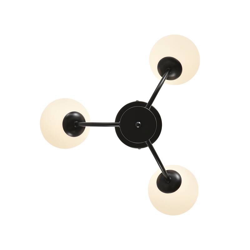 3 - Light 12'' Modern Sputnik Globe Glass Semi Flush Mount Light