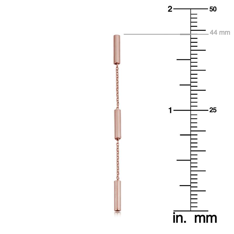 14k Yellow Gold or Rose Gold Tube Station Drop Earrings