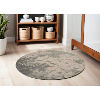 HomeRootsFloral Contemporary Round Area Rug - 63' X '63' X '0.5