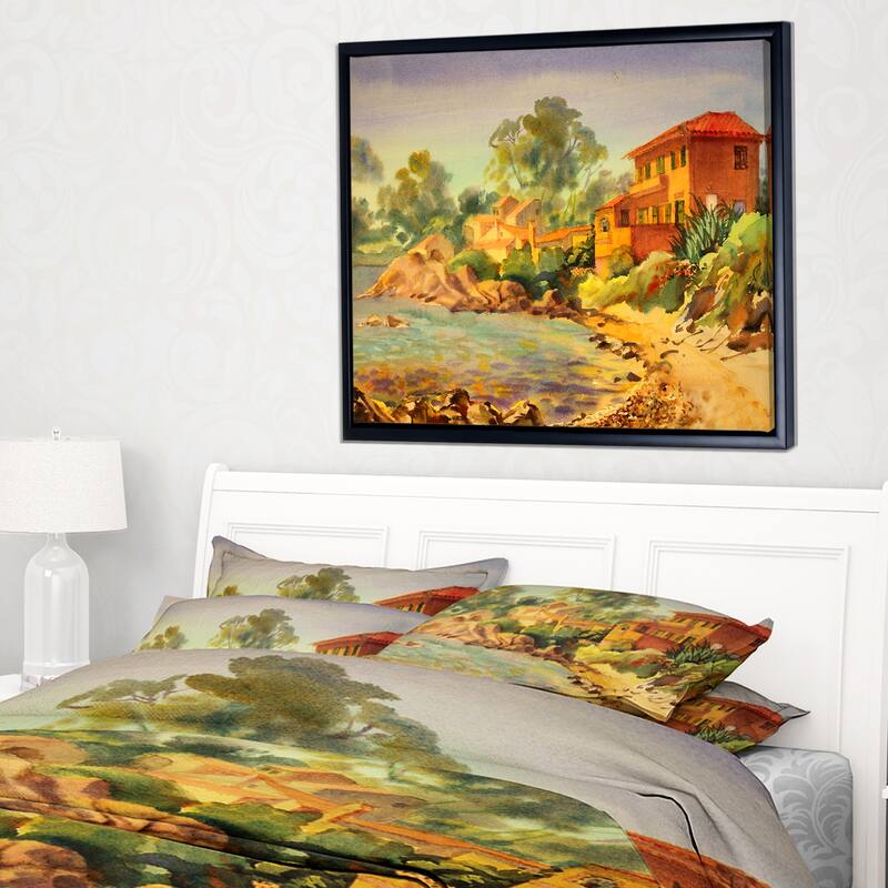 Designart "French Riviera" Landscape Art Print Framed Canvas