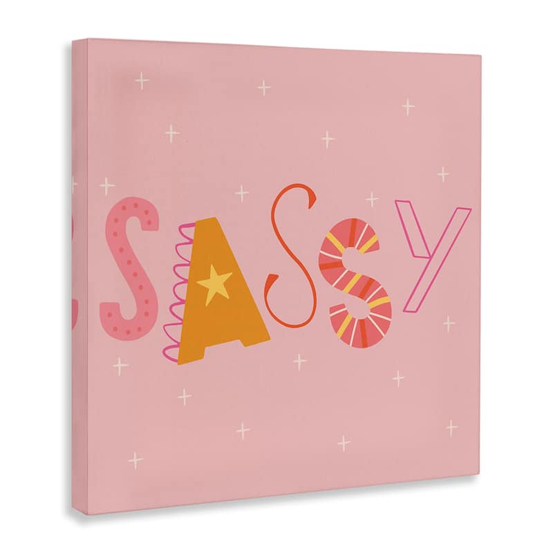 Stupell Pink & Yellow Sassy Typography Canvas Wall Art Design By Sazerelli Designs