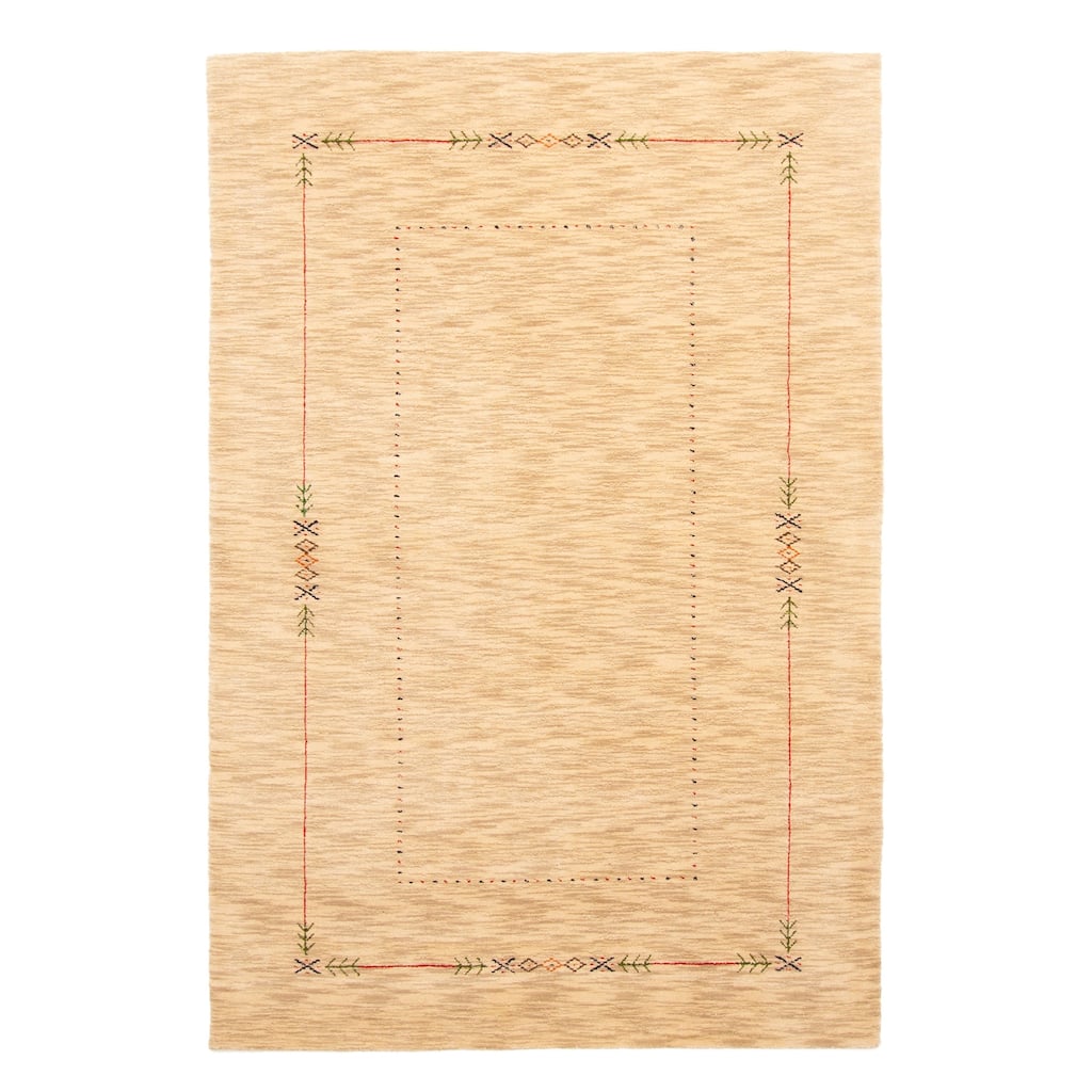 ECARPETGALLERY Hand Loomed Kashkuli Gabbeh Beige Wool Rug - 4'11 x 7'10