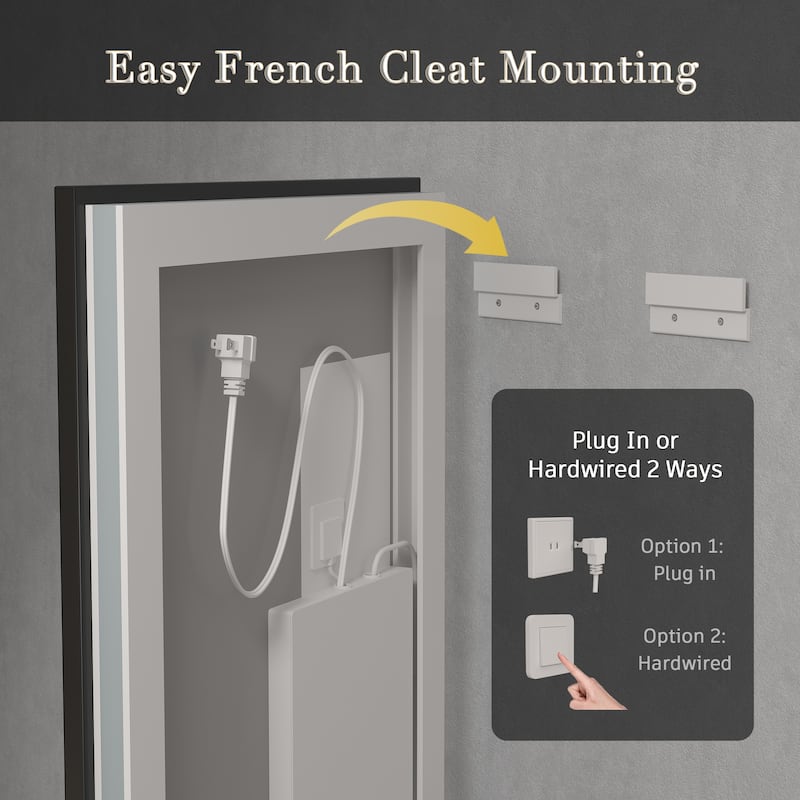 KIOTEE 24V Ultra-Bright LED Bathroom Mirror, Anti-Fog, Tempered Glass