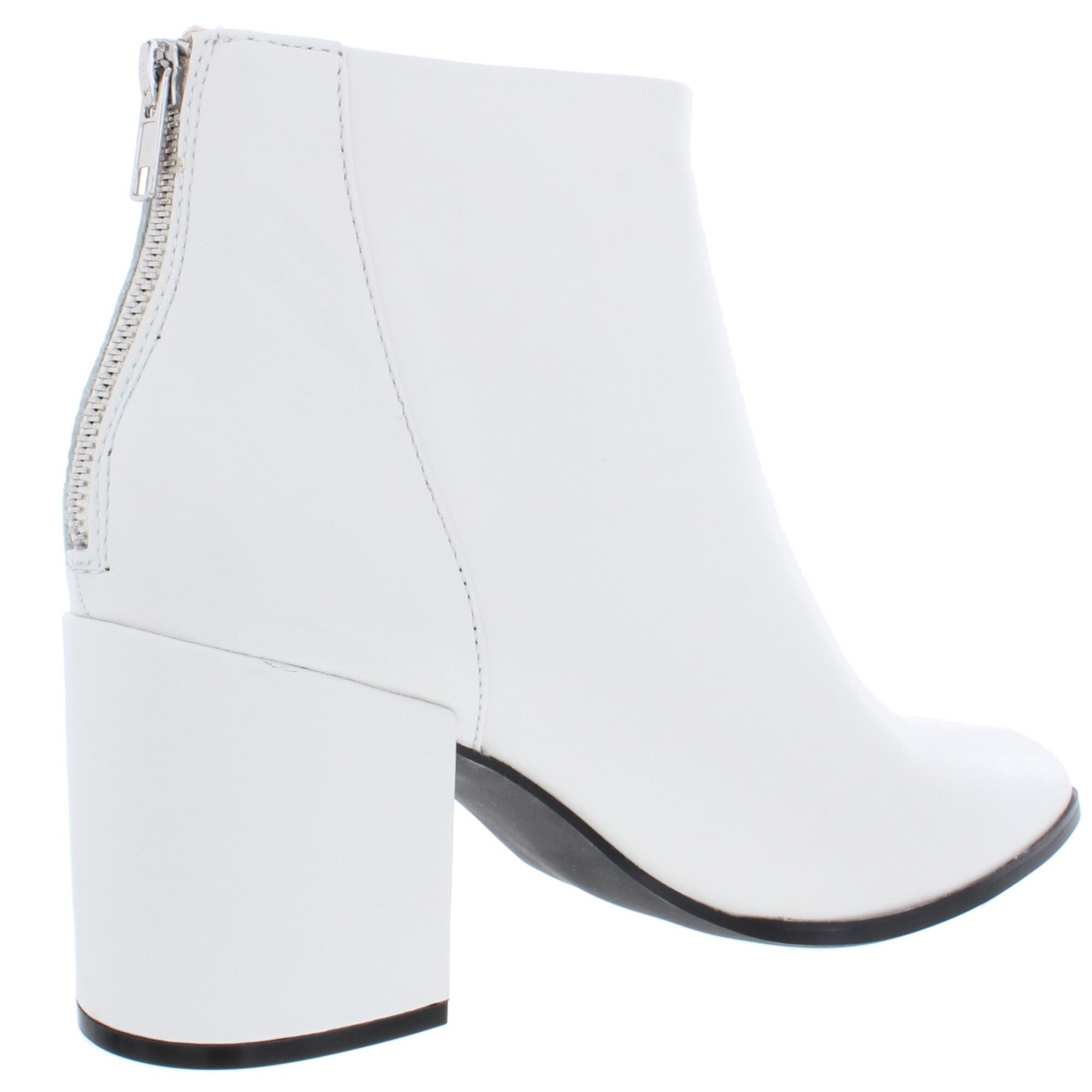 white leather booties womens
