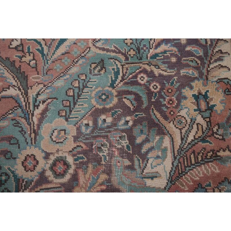 Pink Tabriz Persian Vintage Area Rug Handmade Wool Carpet - 7'11" x 11'0"