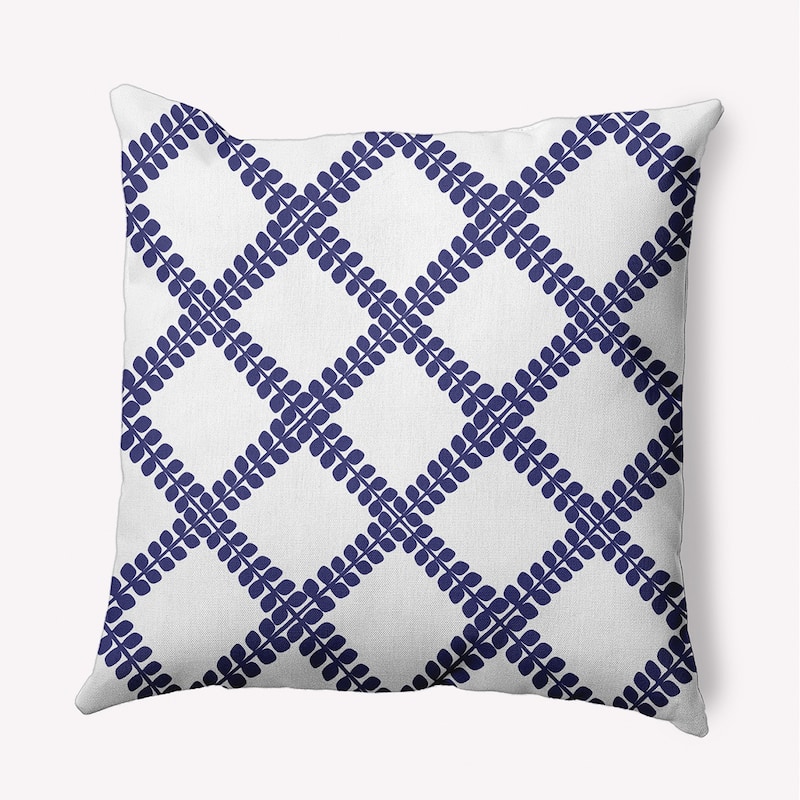 Leaf Plaid Indoor/Outdoor Throw Pillow - Purplish Blue - 18" x 18"