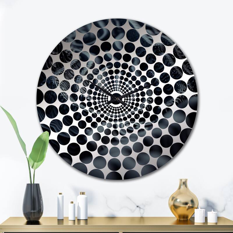Designart "Through The Rabbit Hole Blue Labyrinth II" Abstract Geometric Clocks Modern Wall Clocks For Hallway Décor - 36 In. Wide x 36 In. High