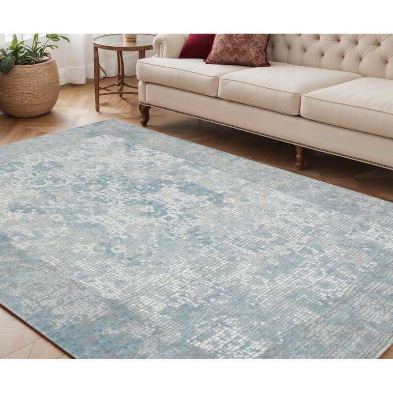 HomeRoots Medallion Contemporary Rectangle Area Rug - 90.00 in. x 63.00 in.  x 0.25 in.