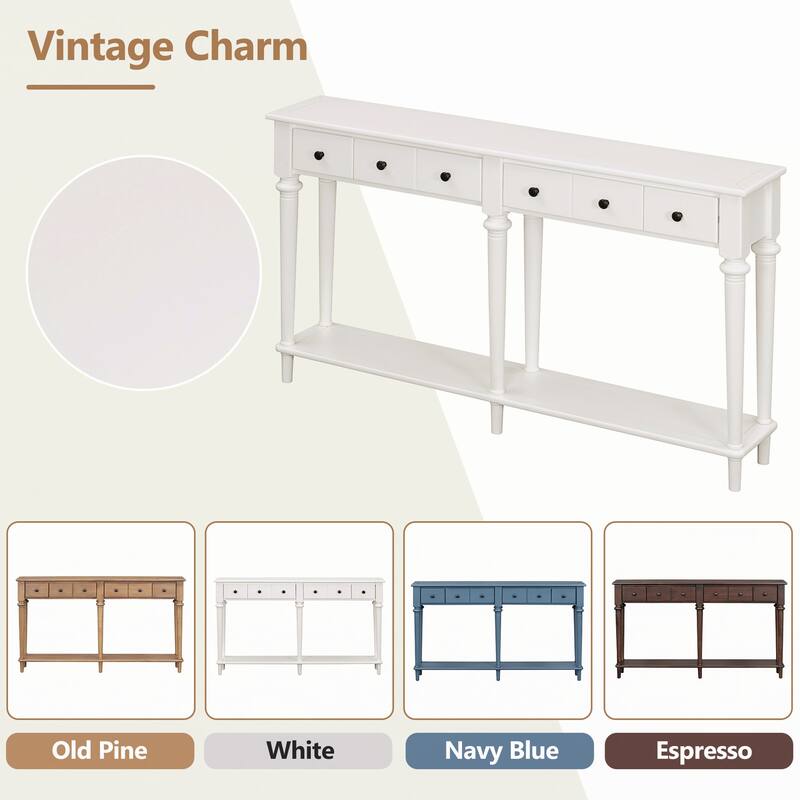 Entryway Table with 4 Drawers(White)