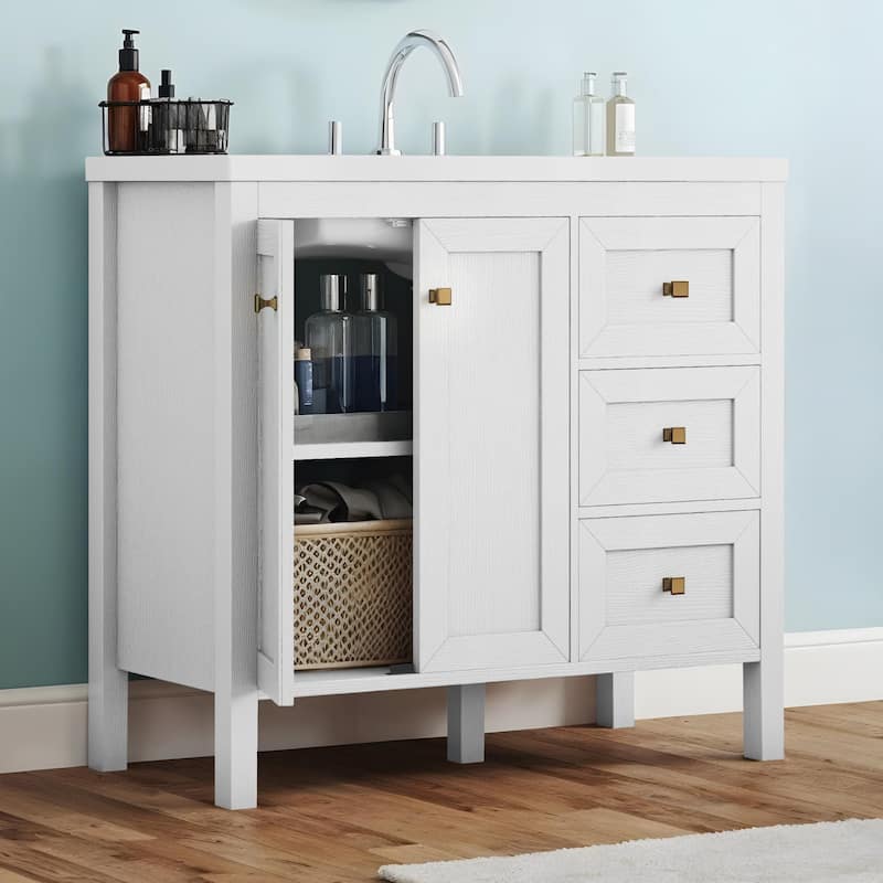 Moasis 36"/42" Bathroom Vanity with Sink Set and 2 Soft-Closing Doors & 3 Drawers