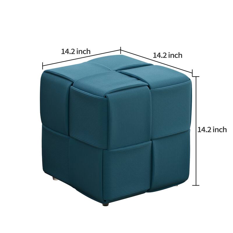 Ottoman Foot Rest Soft and Comfortable Ottoman Square Corduroy Woven Design Sofa Stool