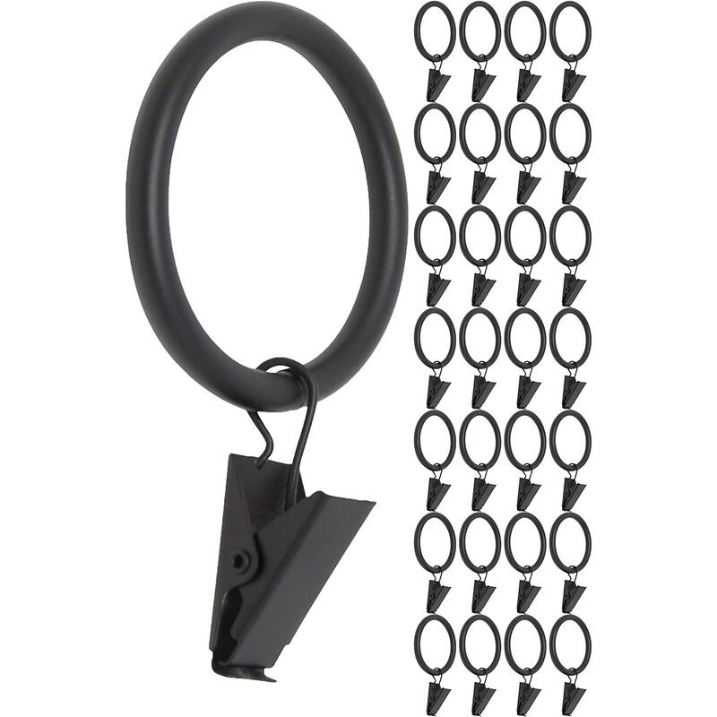 Meriville Drapery Curtain Rings with Clip - 1.5-Inch Inner Diameter