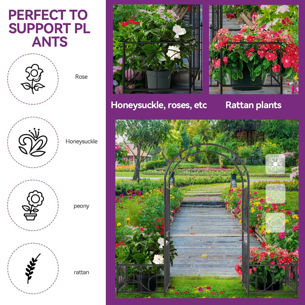 85.8''H x 76.3''W Garden Arbor with Planter Boxes