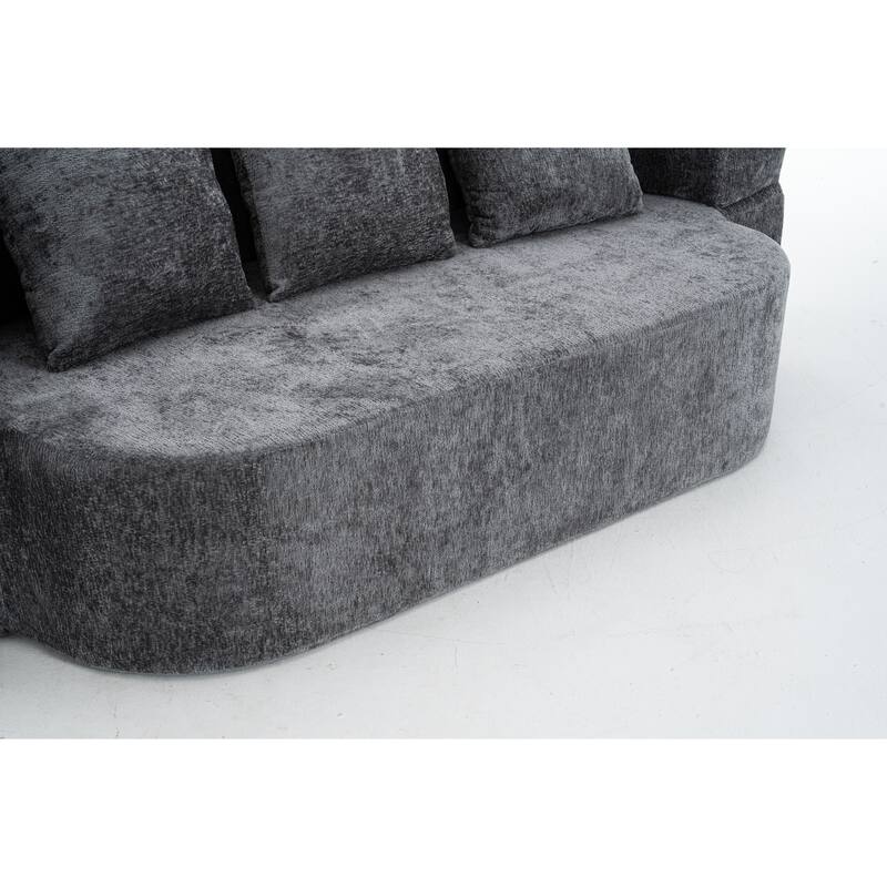 3-Seater Convertible Sofa Bed, Chenille Fabric Sleeper Sofa, High-Density Sponge Daybed, No Assembly Required