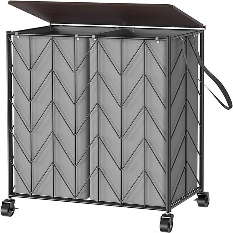 Laundry Basket with Wheels - 22"L x 12.9"W x 26.4"H - Grey