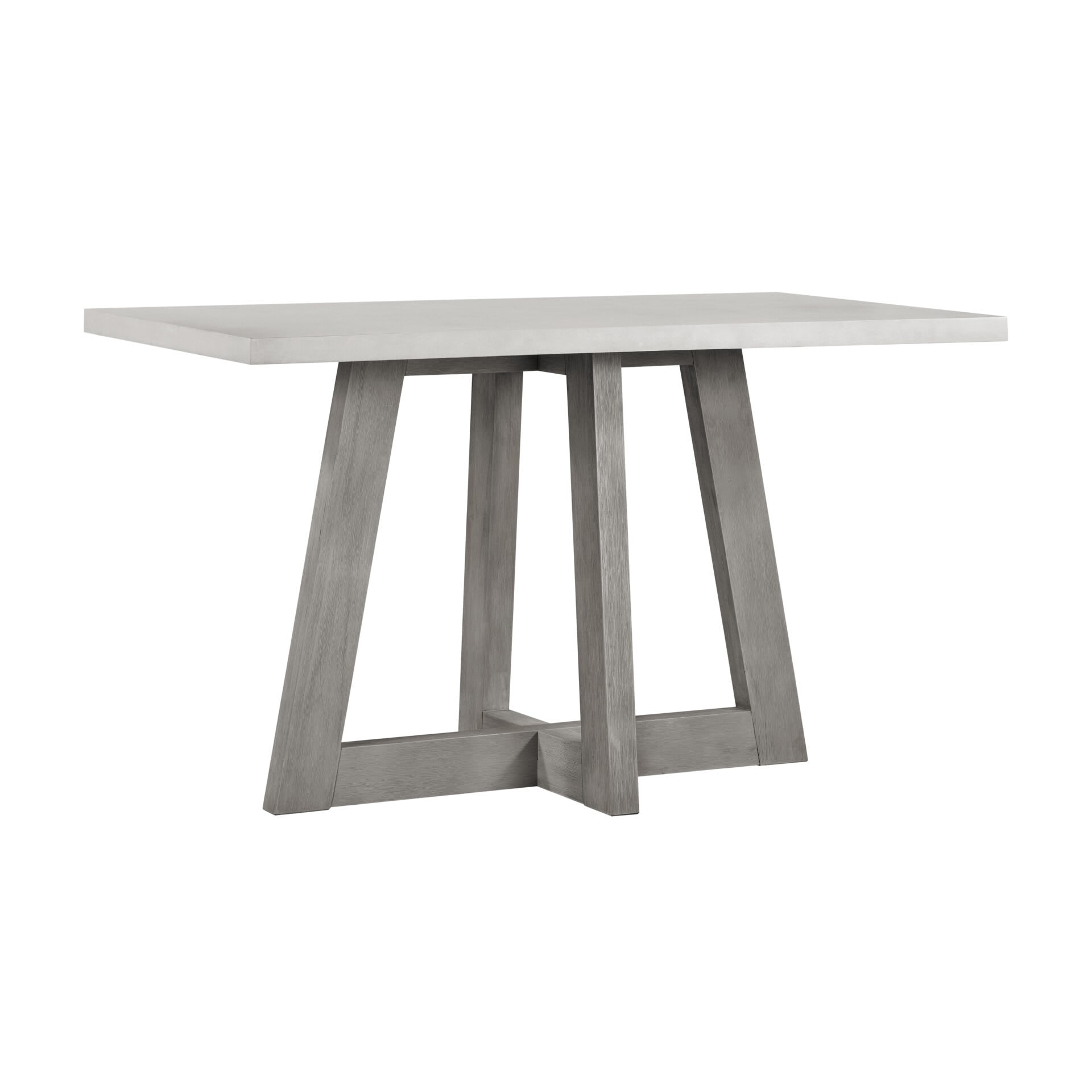 Carolina Chair & Table Rectangular Grey Concrete Top Bar Table with Brushed Acacia Base 59 x 35.5 x 35.5