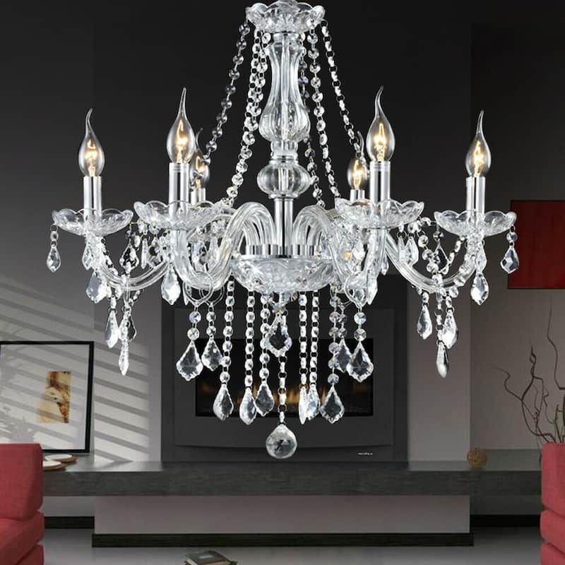 Elegant K9 Crystal Chandelier Modern 6-Light Ceiling Lamp Pendants - N/A