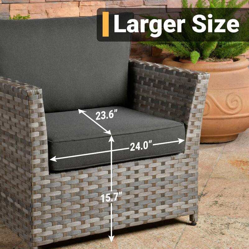HOOOWOOO 13-piece Wicker Rattan Patio Sectional Conversation Set with Fire Pit