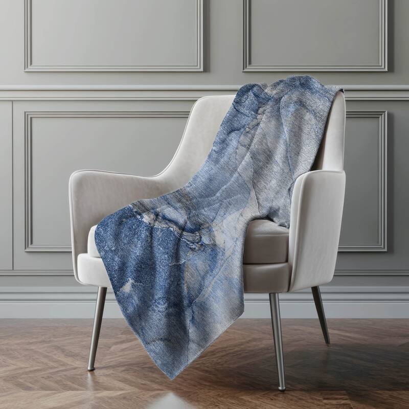 Premium Machine Washable Contemporary Sherpa Throw Blanket - Navy - 4'2" x 5'10"
