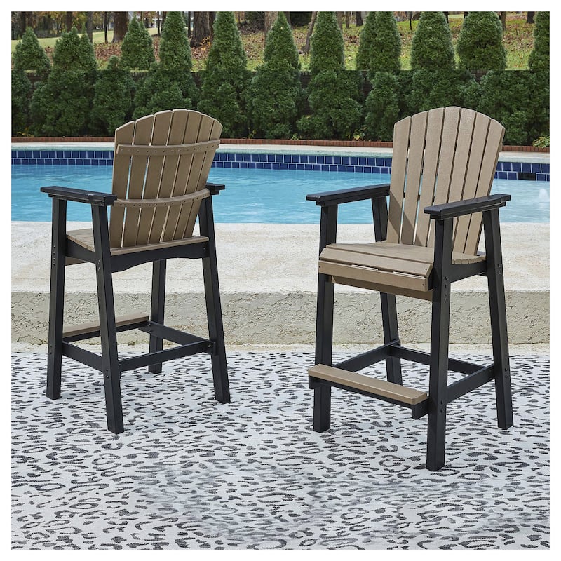 Signature Design by Ashley Fairen Trail Outdoor Poly All Weather Tall Barstool, 2 Count - 26.25" W x 26.75" D x 52" H - Brown/Black