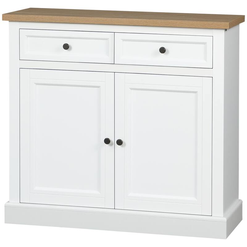 Modern Storage Console Table with Adjustable Shelves, Wood Accent Sideboard Buffet Cabinet with Double Door Cupboard