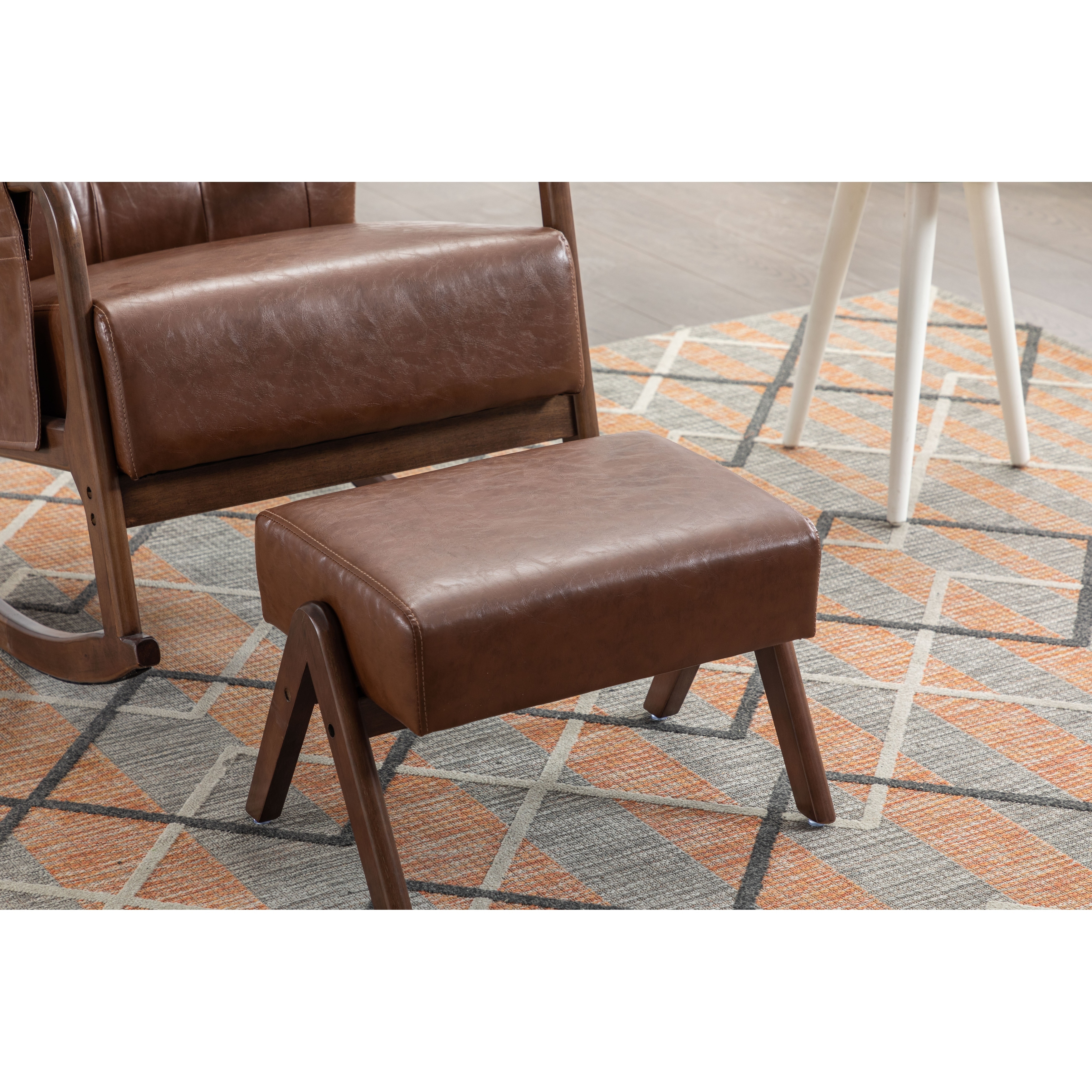 Leather rocking shop chair with ottoman