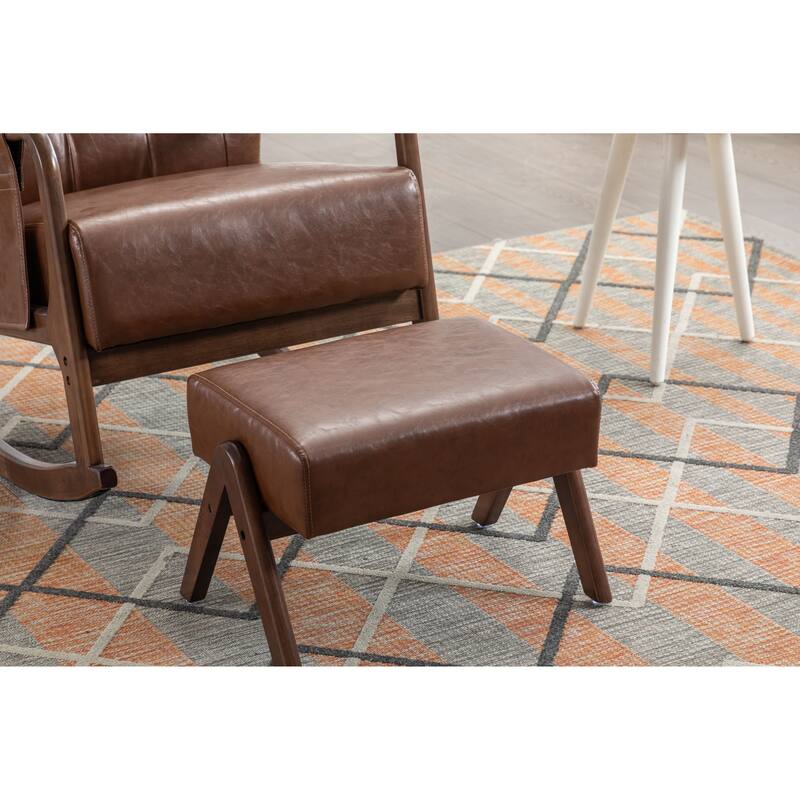Rocking Chair With Ottoman Modern Upholstered Fabric Rocking Armchair