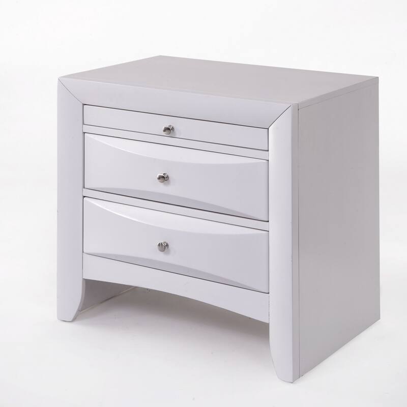 25" Dark Brown Three Drawer Nightstand - White