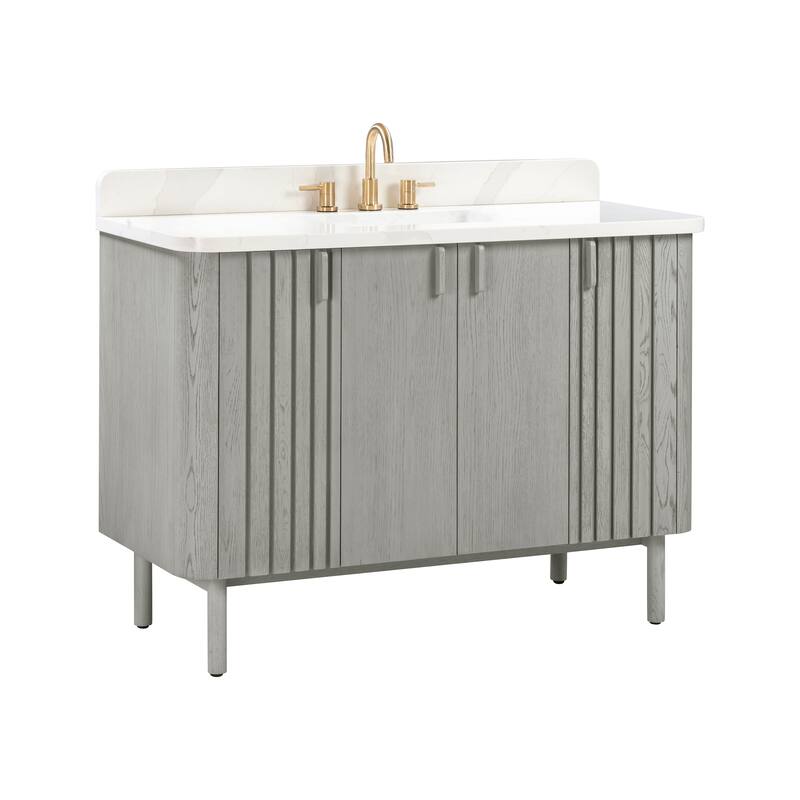 Avanity Blakely 49 in. Vanity Combo in Gray Oak finish with Calacatta Quartz Top