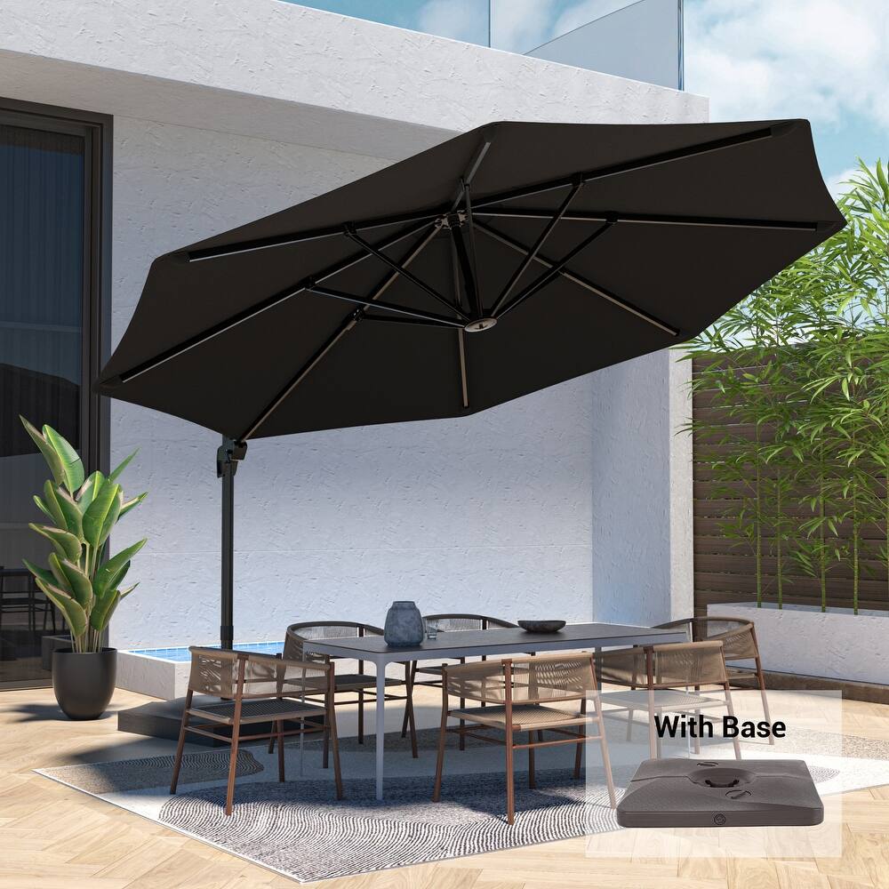 LIVOOSUN 11ft Patio Offset Umbrella Cantilever Umbrella with Base
