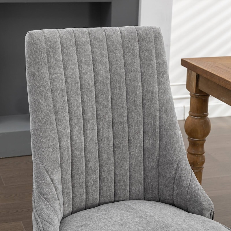 Upholstered Accent Chair for Dining Room with Curved Wood Legs,Set of 2