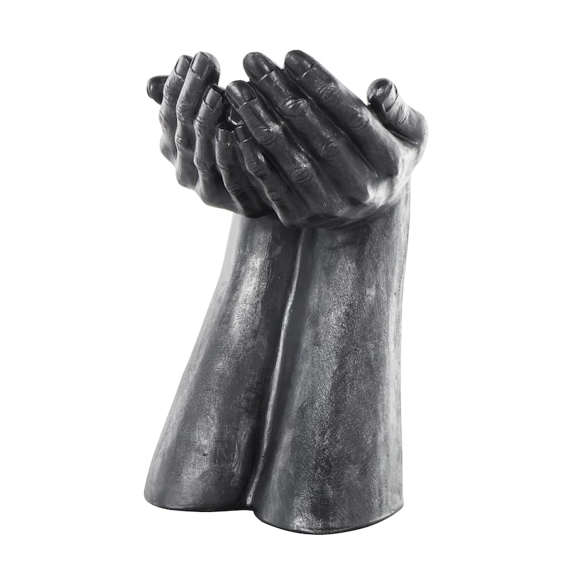 Polystone Hands Open Decorative Sculpture - Black - Roche River Decor