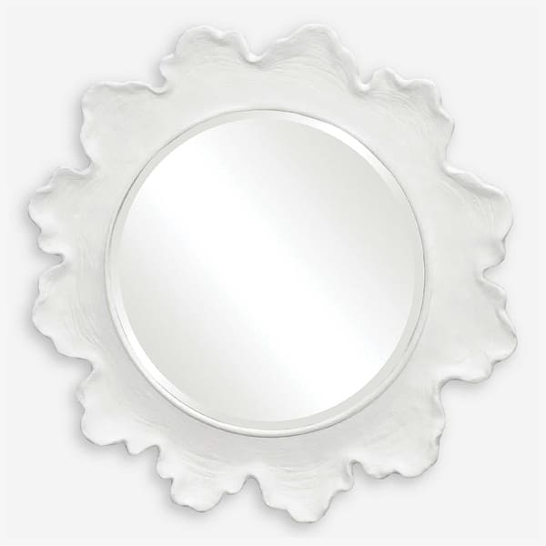slide 2 of 7, Sea Coral Round Wall Mirror - 34" - White
