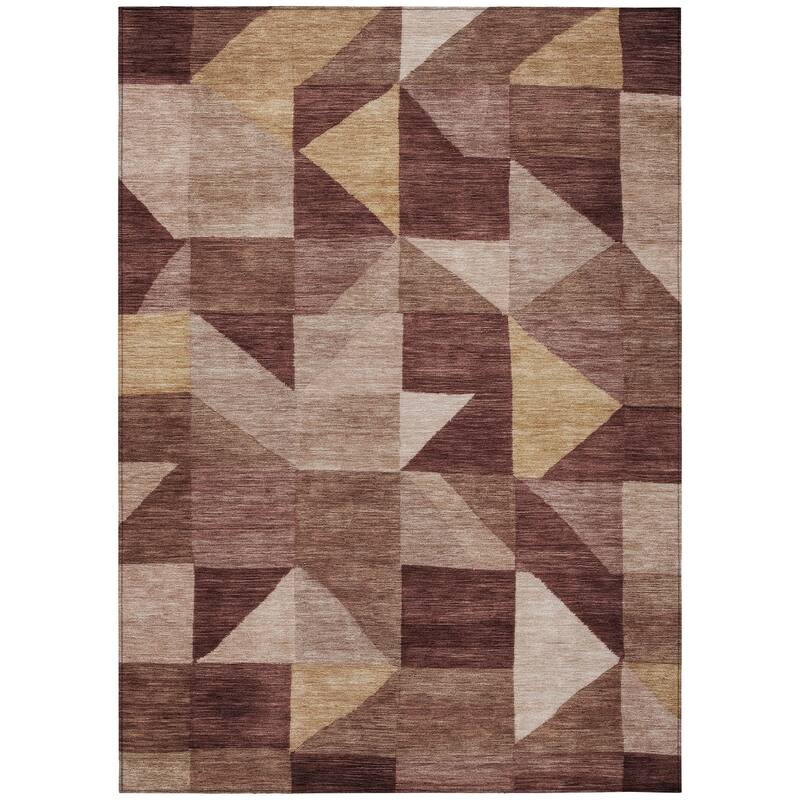 Machine Washable Indoor/ Outdoor Geo Rubi Chantille Rug