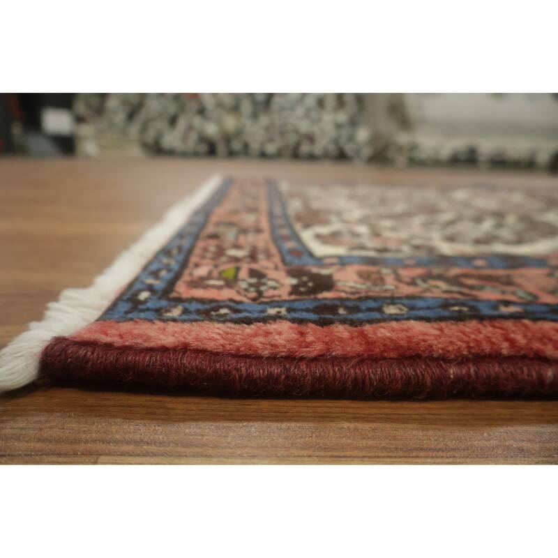 Hand Knotted Oriental 100% Wool Carpet Traditional Tribal Beige & Ivories Hamedan Runner Rug - 6' 8'' X 2' 10''