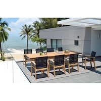 Life Style Garden 9 Piece Teak Finish Patio Dining Set Black Chairs Overstock 31027316
