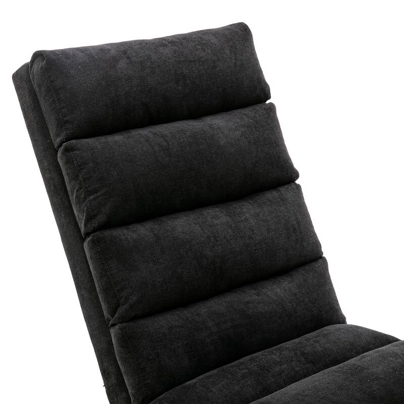 Luxury Upholstered Chaise Lounge Chair with Vibration for Relaxation, Fixed Back Fabric Leisure Recliner Sofa