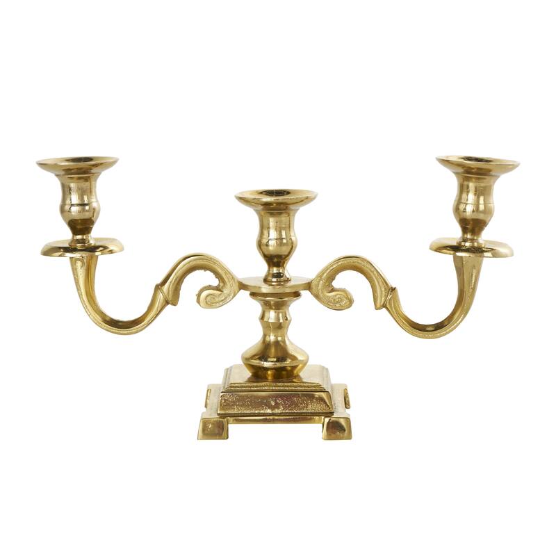 Aluminum Metal Scrolled Candelabra - Gold or Silver - Roche River Decor