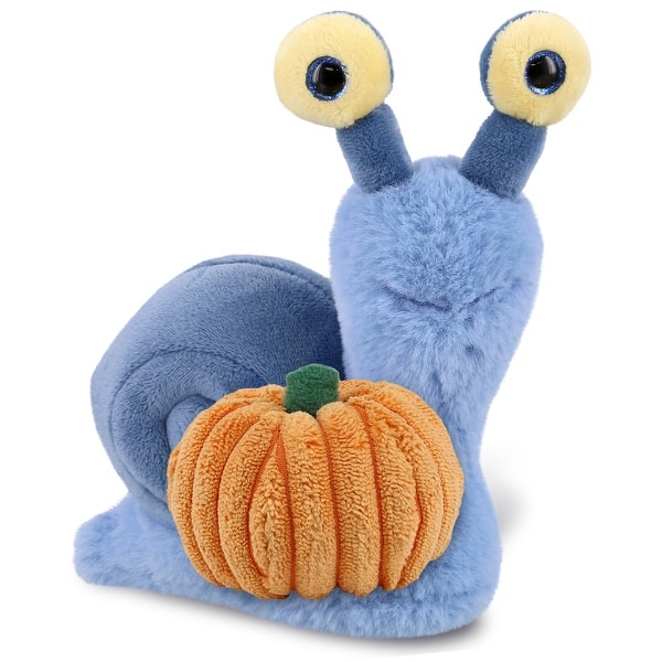 slide 2 of 6, DolliBu Super Soft Blue Snail Stuffed Animal with Pumpkin Plush Decor - 5.5 inches