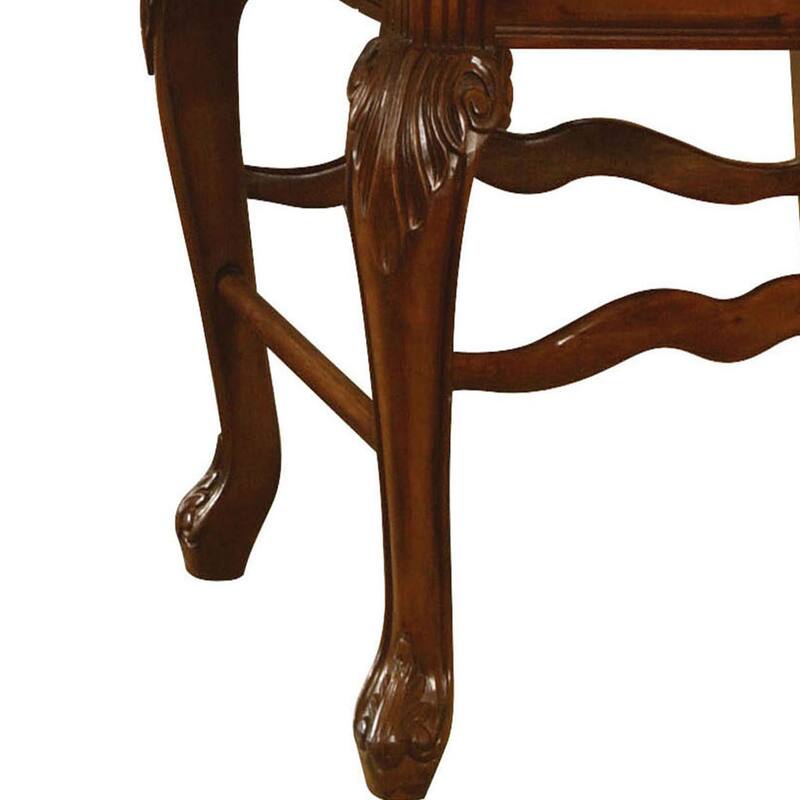 Beige and Cherry Solid Back Counter Height Stools (Set of 2)