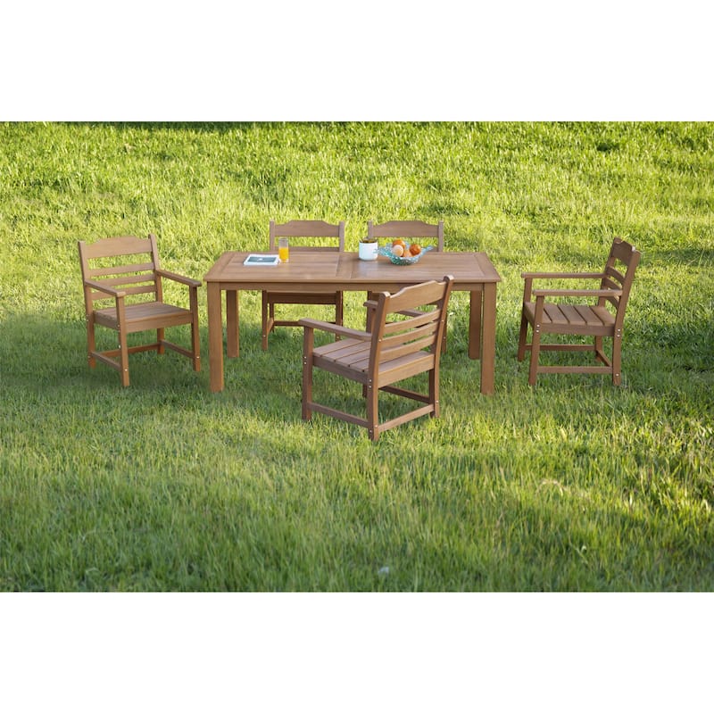 5 Piece HIPS Plastic Wood Dining Set for Outdoor/Indoor, Kitchen Patio