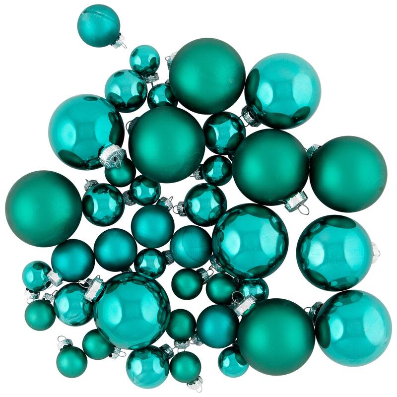 Shiny and Matte Multiple Size Glass Ball Christmas Ornaments - 2.5" - Green - 40ct