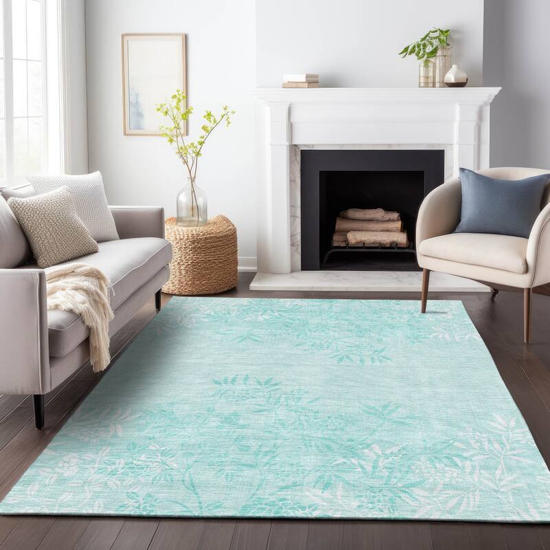 Premium Washable Super Soft Floral Imprints Mayfield Rug - Teal - 5' x 7' 6" - Rectangle