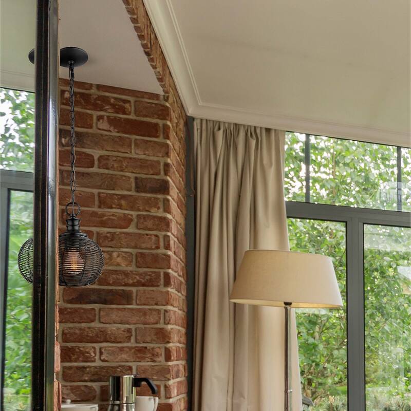 Golden Lighting Calypso 1-light 8in Pendant in Matte Black