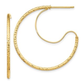 21x20mm 10k Yellow Gold and Rhodium Plated Diamond Cut 2.5x20mm Hoop Earrings Ideal For Women